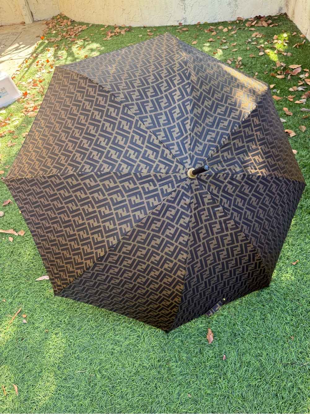 Fendi Monogram Long Umbrella - Brown/Black